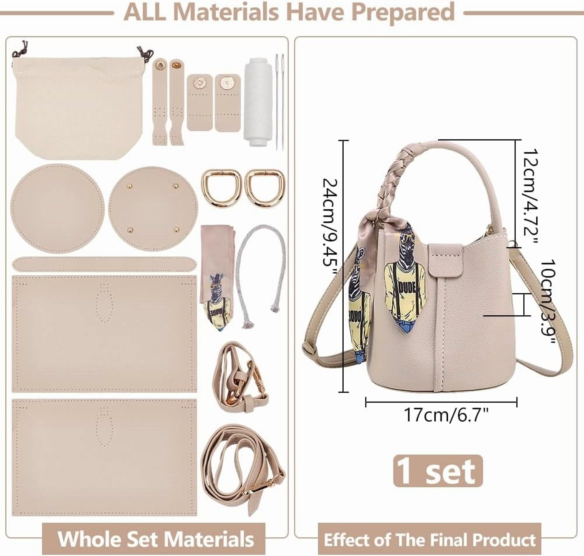 DIY Imitation Leather Bucket Bag Making Kit Crossbody Bag Handicraft Making Set for Women's Handbags Handmade Shoulder Bag Sewing Accessories for Birthday Christmas Holiday Black
