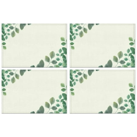 

Non-Slip Place Mats Watercolor Eucalyptus Leaf Placemats: Heat-Resistant Kitchen Table Mats for Dining Table Kitchen Linen Table Mat for Home Decor 12x18 Inch Set of 4