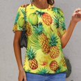 thumbnail image 6 of Lunarable Pineapple Womens Tops Women's Fashion Casual Short Sleeve Flower Print Round Neck Pullover Top Blouse, 6 of 6