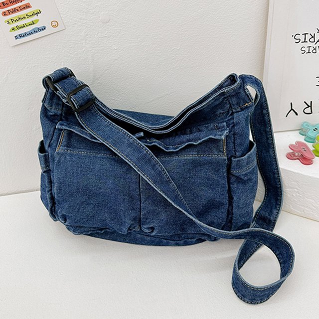 Bolso tipo cartera informal para mujer, bolso de viaje cuadrado vaquero de gran capacidad, bolso Hobo elegante