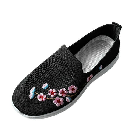 

nsendm Women s Sport Mesh Slip-on Sneaker Platform Slip On Sneakers for Women Wide Black 40