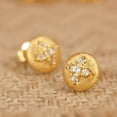 thumbnail image 2 of Sparkling Gold Earrings for Women Dainty 925 Sterling Silver Natural Topaz Earrings Gemstone Birthstone Studs Earrings Round Cut Birthday Jewelry, 2 of 6