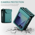 thumbnail image 2 of for Samsung Galaxy Z Flip 7 5G Crossbody Strap Case, Retro PU Leather Strap Wristlet Flip Case Cover with Magnetic Closure and Card Holder for Men Women for Samsung Galaxy Z Flip 7, Green, 2 of 8