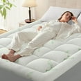 thumbnail image 1 of Home Mattress Topper Queen Memory Foam for Back Pain, Rayon Derived from Bamboo Pillow Top Mattress Topper,Thick Mattress Pad with 8-21" Deep Pocket, 60x80 Inches, White, 1 of 6
