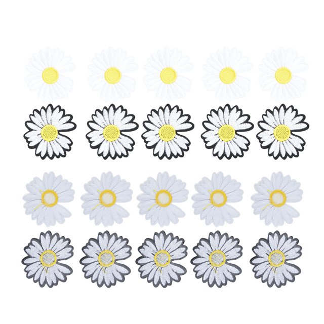 Parches para ropa con flores de Margarita, apliques para ropa, pegatinas bordadas, decoración de ropa, mezcla en blanco y negro