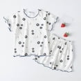 thumbnail image 2 of HCNTES Toddler Baby Girl Summer Clothes Set Print Ruffle Short Sleeve T-Shirt and Matching Shorts Leisure Girls Outfits, 2 of 3