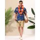 thumbnail image 3 of Lars Amadeus Camisa floral de verano para hombre, manga corta, camisas hawaianas de playa Naranja azul XXL, 3 of 6
