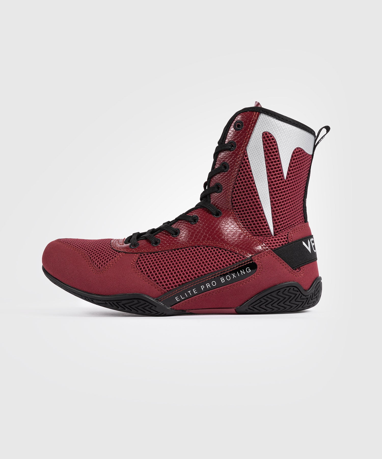 Venum Elite Boxing Shoes - Burgundy / Silver - M10.5/W12
