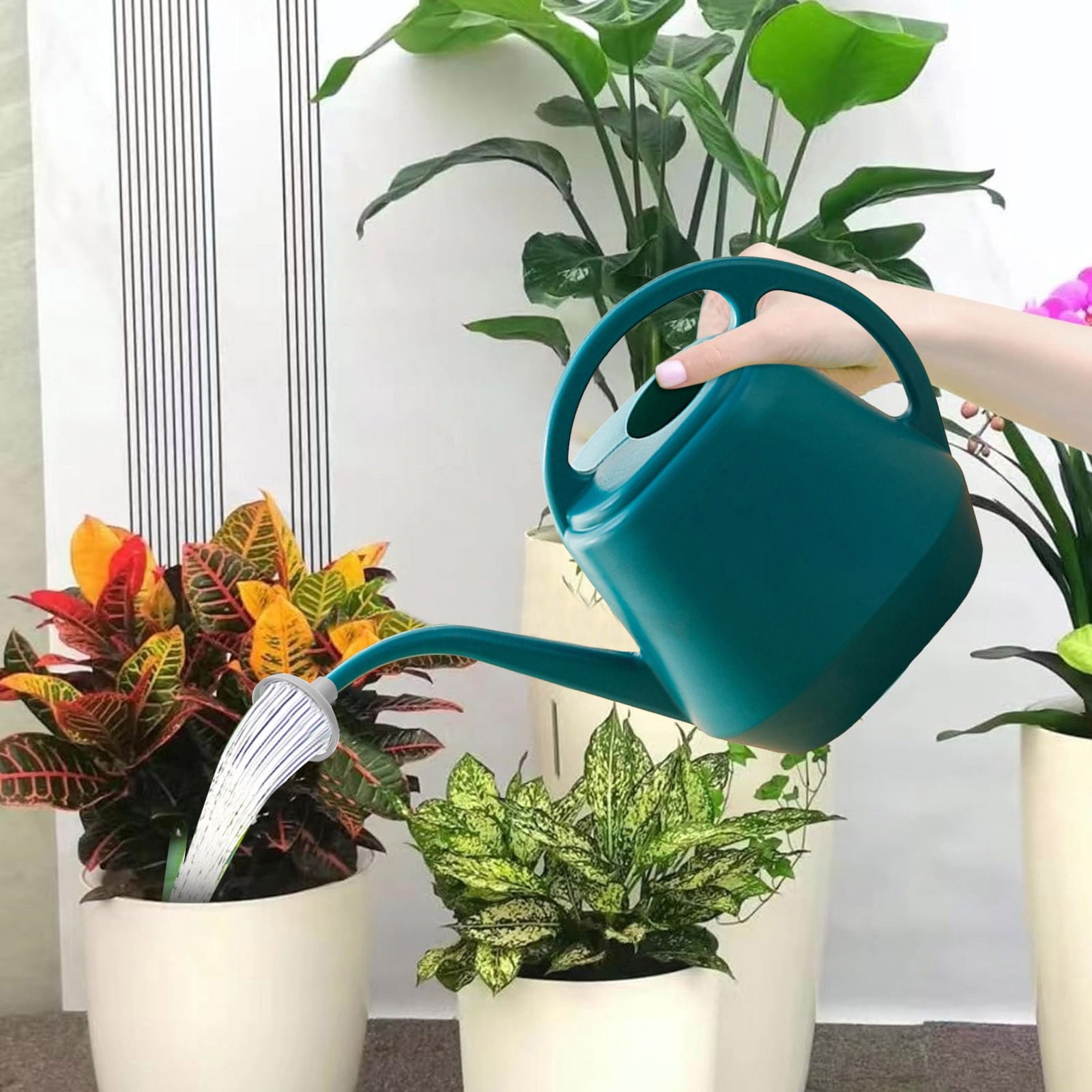 Musatteng 2-in-1 Detachable Shower & Watering Can System - 1 Gallon ABS Set with 5 Spray Modes, for Indoor/Outdoor Use (Floral Design)