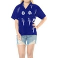 thumbnail image 5 of HAPPY BAY Women's Casual Solid Hawaiian Short Sleeve Blouse Shirt T-Shirt Blouses Button Up Dress Tee Shirts Tops for Women XL Lapis, Parrot, 5 of 5