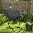 thumbnail image 3 of KWUXIN Patio Hammock Chair with Stand, Outdoor Hammock Swing Hanging Lounge Chair with Side Pocket and Headrest, Dark Gray, 3 of 11