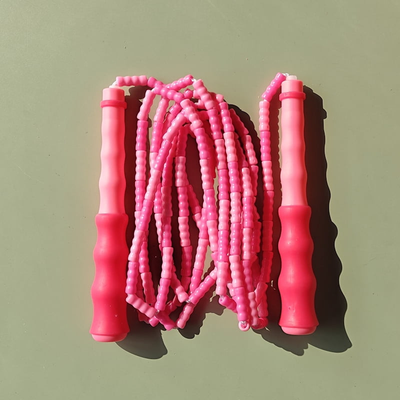 Beaded Jump Rope 2.6m (8.53ft) Soft PVC Beads Skipping Rope with 17cm Rubber Coated Handles for Kids Adults Fitness Training Sports Equipment