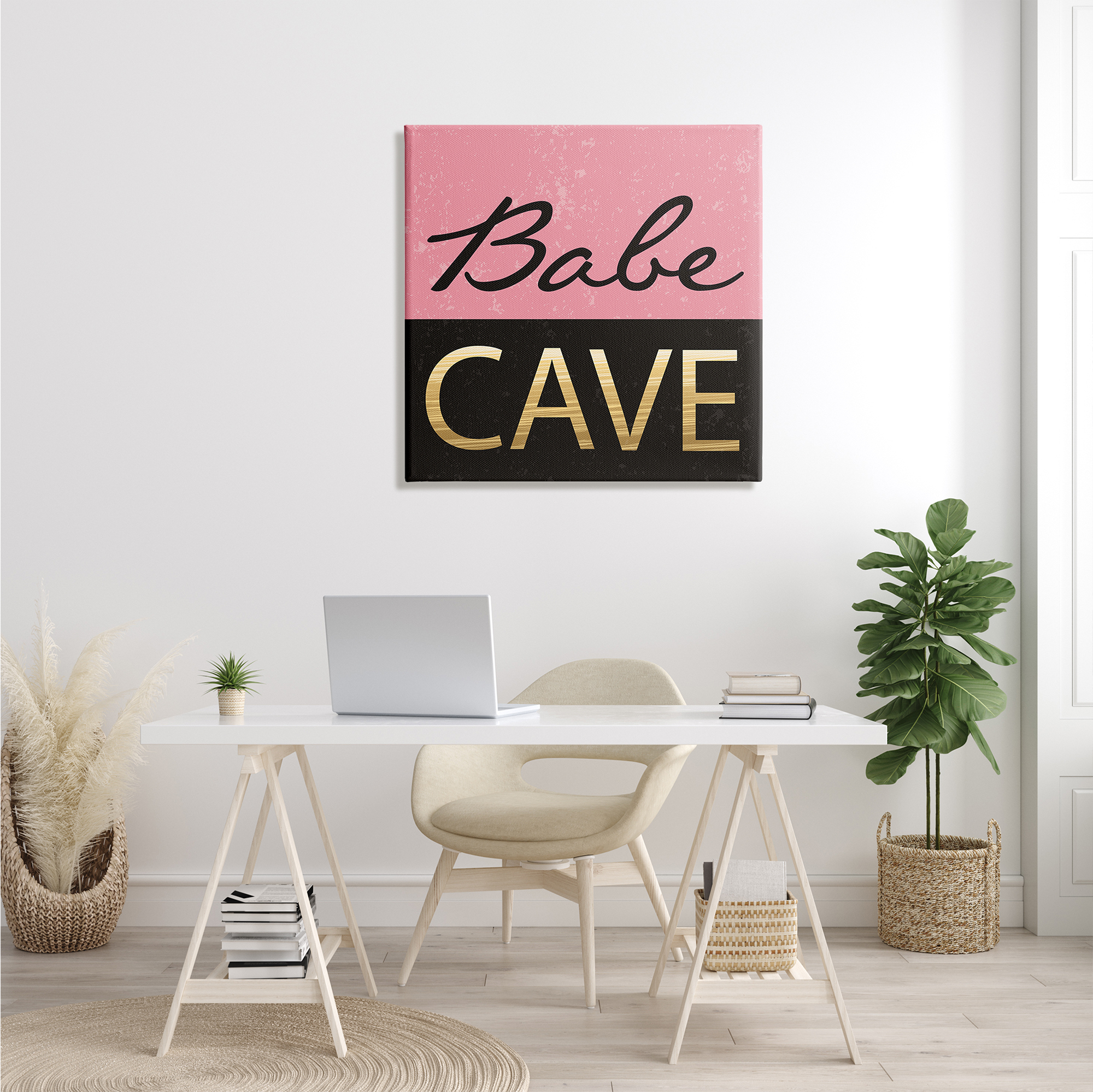 Stupell Industries Babe Cave Pink and Gold, 30 x 30,Design by ND Art