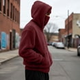 thumbnail image 5 of Burgundy Wine Warm Fuzzy Plain Casual Hood for Mens Fall Winter Long Sleeve Jacket Hoods Outfit Sweatshirts Man Zip Up 2026 M, 5 of 7