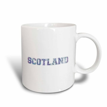 3dRose Scotland - word art made from vintage blue Scottish map - white - Scotsman pride or Scotch souvenir, Ceramic Mug,