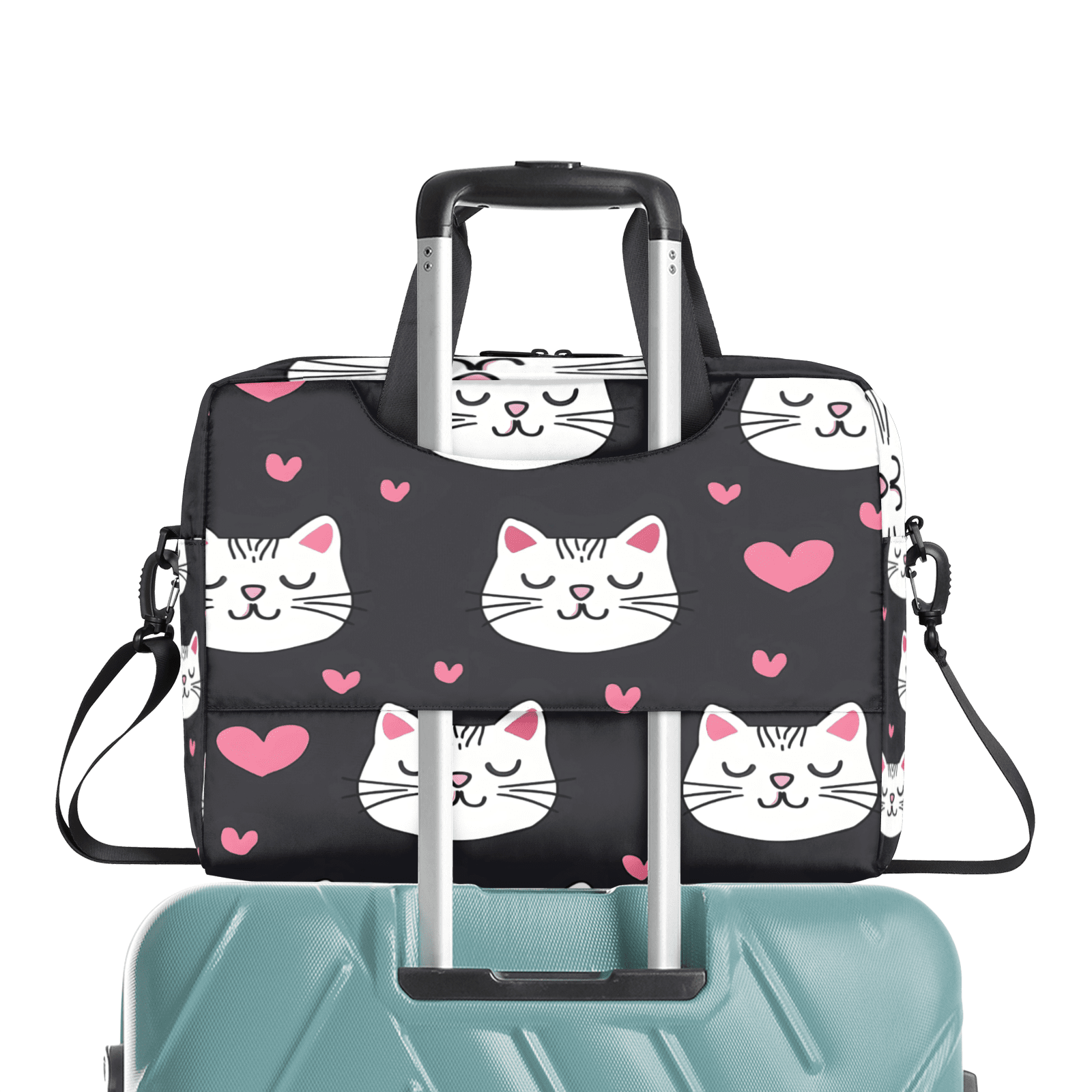Herdesigns Cute Cat Laptop Bag for Women Men, Computer Case Briefcase Messenger Bags, 15-15.6 inch Laptop Sleeve Shoulder Bag