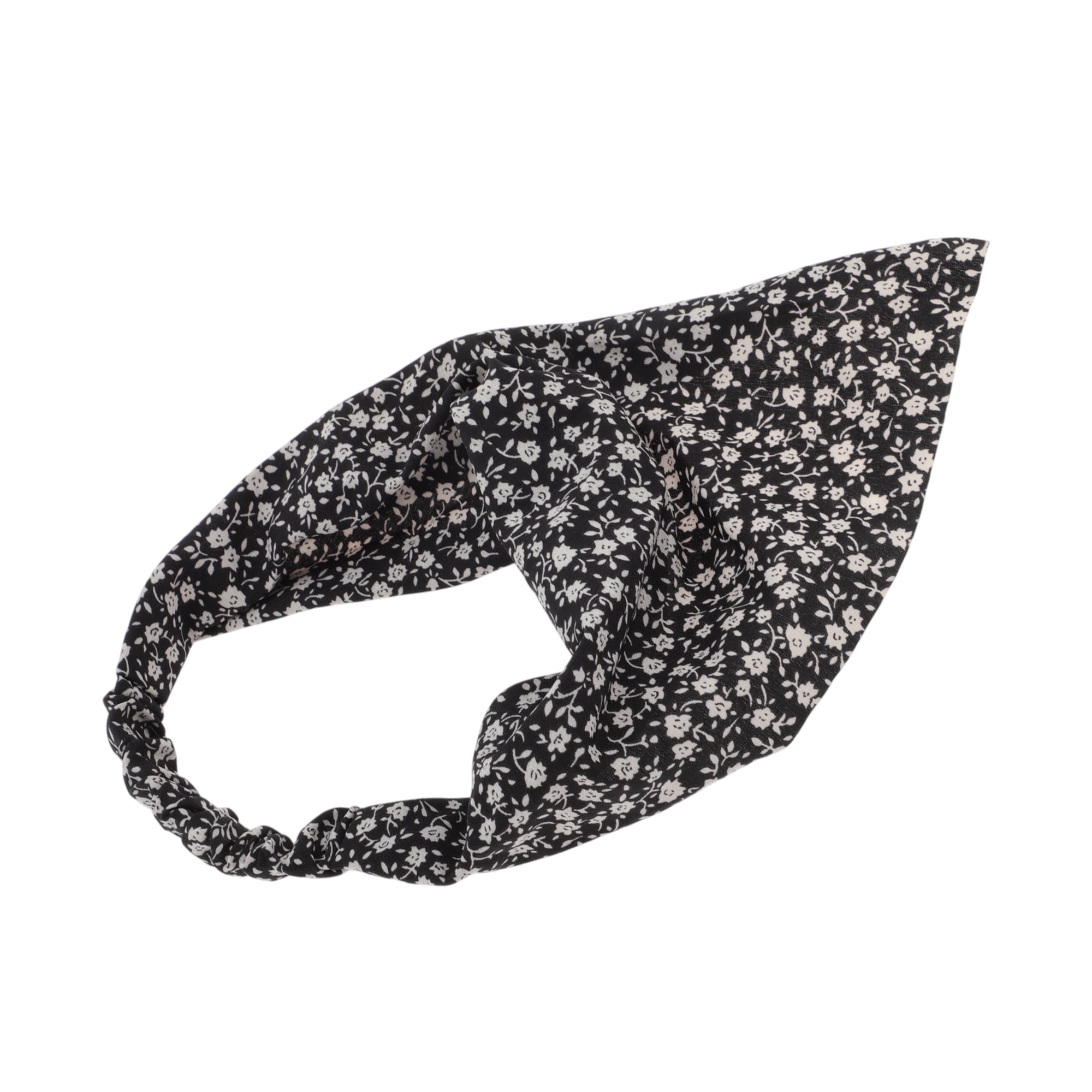 Unique Bargains 1pc Stylish and Comfortable Grace Floral Headwrap Black