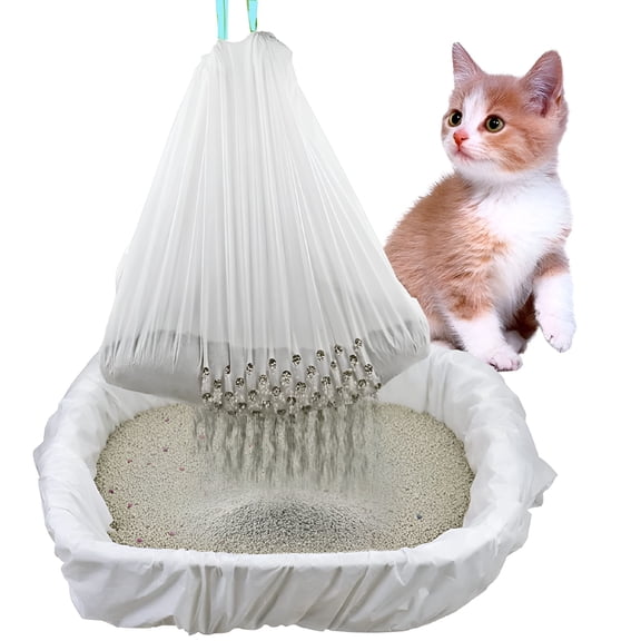ACDANC 7Pcs/Pack Cat Litter Liners Large, Cats Sand Filter Bag Jumbo Drawstring Extra Durable Pet Cat Pan Liners Extra-Thick Kitty Litter Box Bag