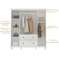 thumbnail image 5 of OXYLIFE 71.3" H Wardrobe Storage Cabinet Armorie Closet with Clothes Rail and Drawers for Bedroom, White, 5 of 5