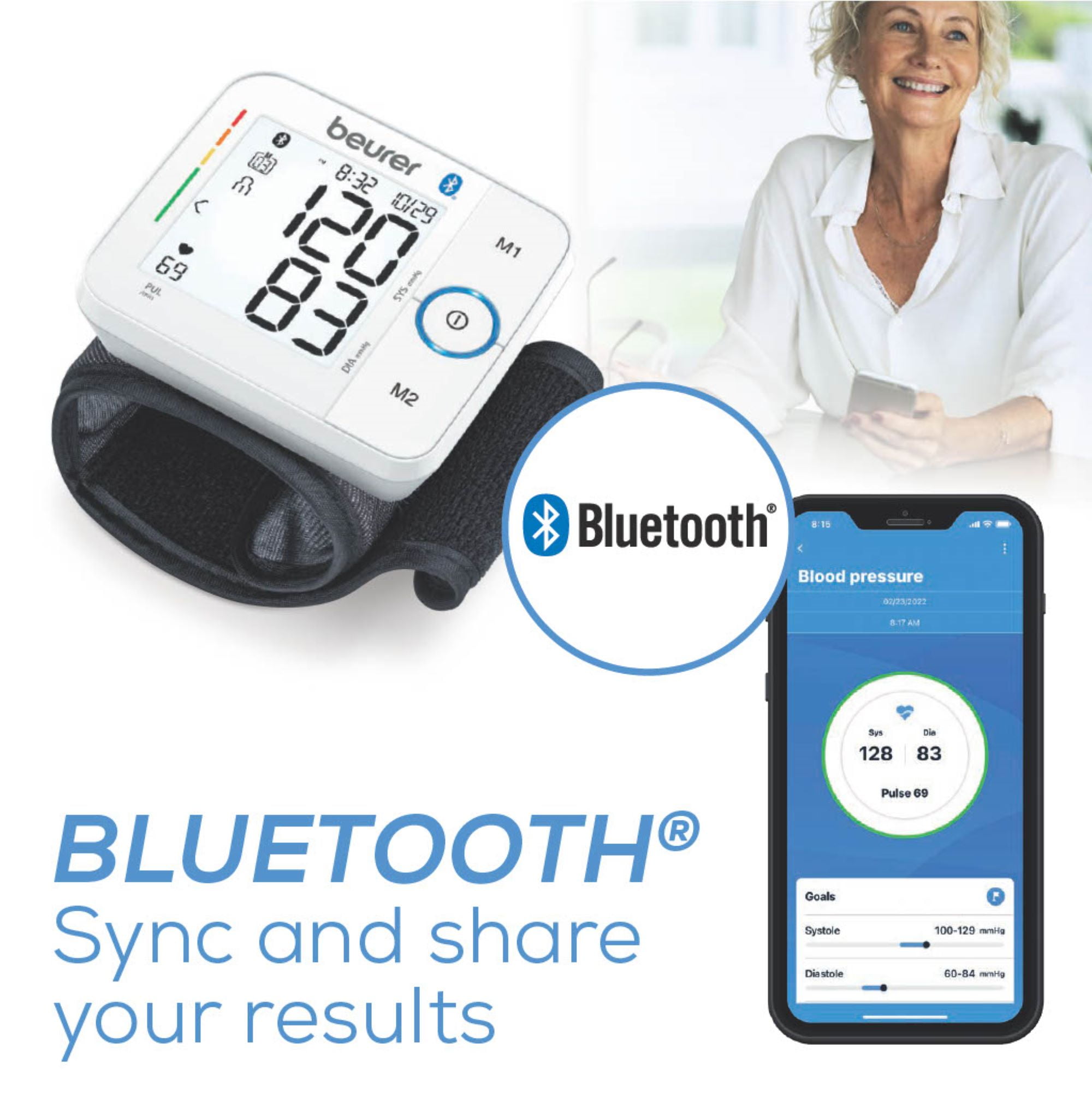 Beurer Premium 800W Wrist Blood Pressure Monitor with Bluetooth