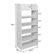 Ktaxon 6 Tier Decorative Carved Shoe Rack Shoe Shelf Closet Storage Organizer Shoe Space Saving for Entryway Bedroom Living Room, White Finish