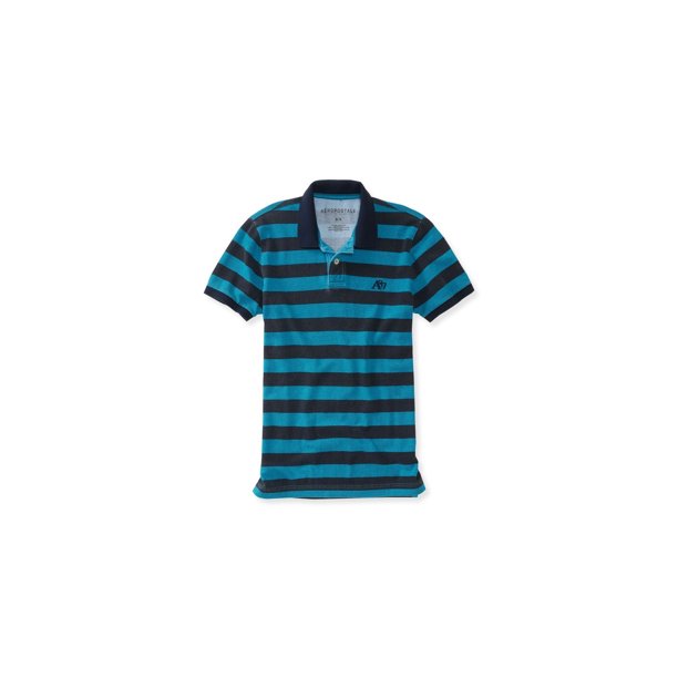 Polo de Rugby A rayas con textura Aeropostale A87 para hombre azul mediano
