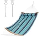 thumbnail image 1 of Hamaca de Exterior con Almohada Desmontable Barra Separadora en Bambú Portátil para Patio Playa Jardín 335 x 140,5 cm Costway Azul, 1 of 9