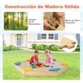 thumbnail image 4 of Arenero Infantil de Madera Costway Caja de Arena con 6 Asientos Estructura sin Fondo para Niños 3+ Años 140 x 122 x 14 cm Multicolor, 4 of 7