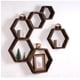 thumbnail image 2 of WONFUlity Juego de 6 estantes flotantes hexagonales de panal de abeja montado en la pared de madera de granja estante de pared para baño, cocina, dormitorio, sala de estar, acabado de madera flotante,, 2 of 5