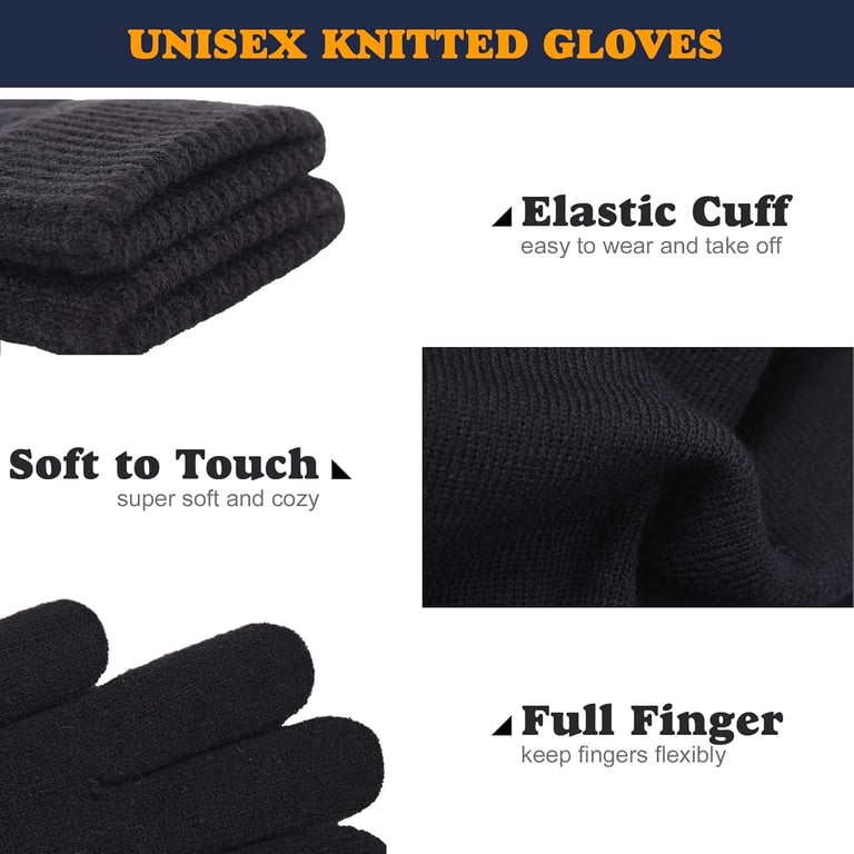Magic Knitted Winter Gloves - Warm Full Finger Mittens For Women & Men, Soft Stretchy Unisex Thermal Gloves, One Size Fits Most