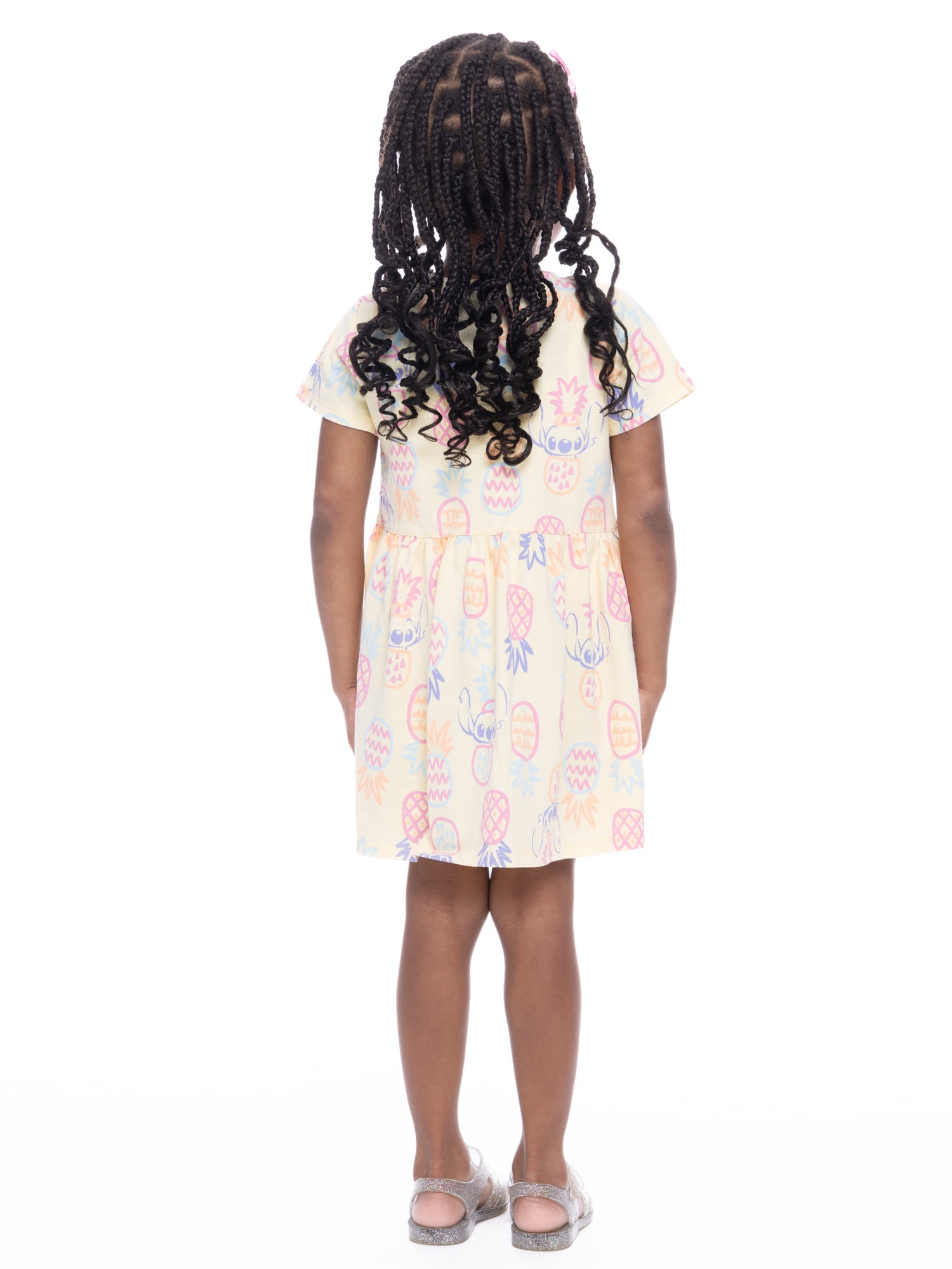 Lilo & Stitch Toddler Girl Allover Print Dress with Short Sleeves, Sizes 12M-5T