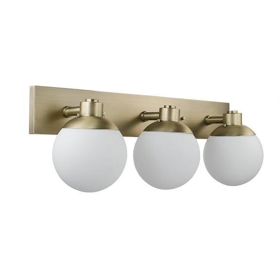 Globe Electric Portland 3-Light Dark Bronze Vanity Light with Matte Opal White Shades, 51522