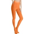 thumbnail image 4 of Women Candy Color Tights, High Elasticity Opaque Pantyhose for Ladies, Soft Stretchy Microfiber Footed Leggings, Fashionable Colorful Hosiery, Saffron, One Size, 4 of 4