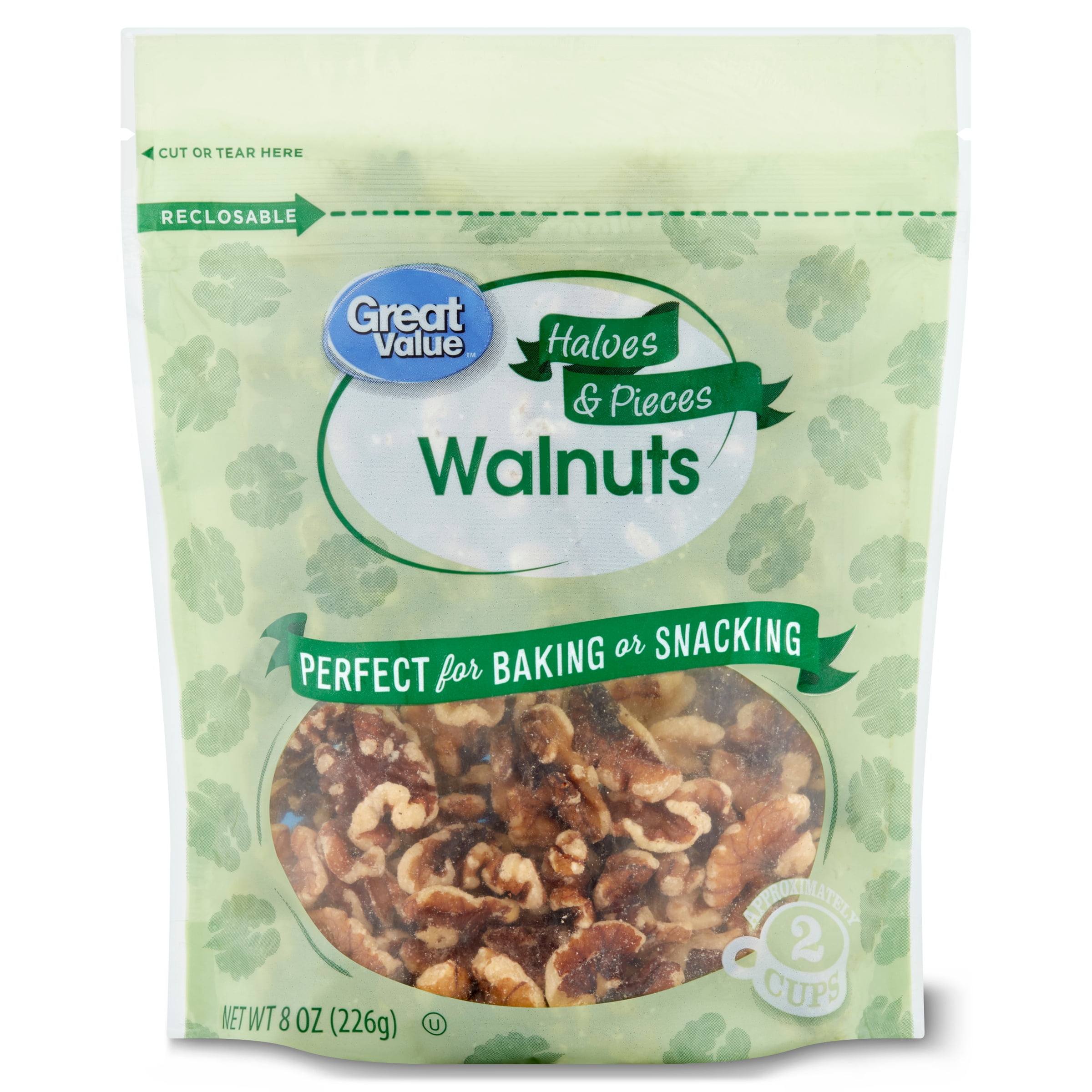 Great Value Walnuts Halves & Pieces, 8 oz