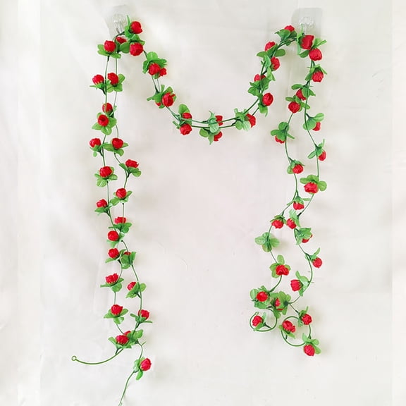 Gallickan Artificial Rose Vine, 2 Pack Lifelike Fake Flower Garland, Fake Rose Vines, Home Party Decoration, Wedding Decor for Wall and Ceiling, Red