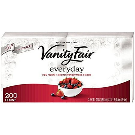 Vanity Fair Everyday Napkins, White - 200 ct (Pack of 6)
