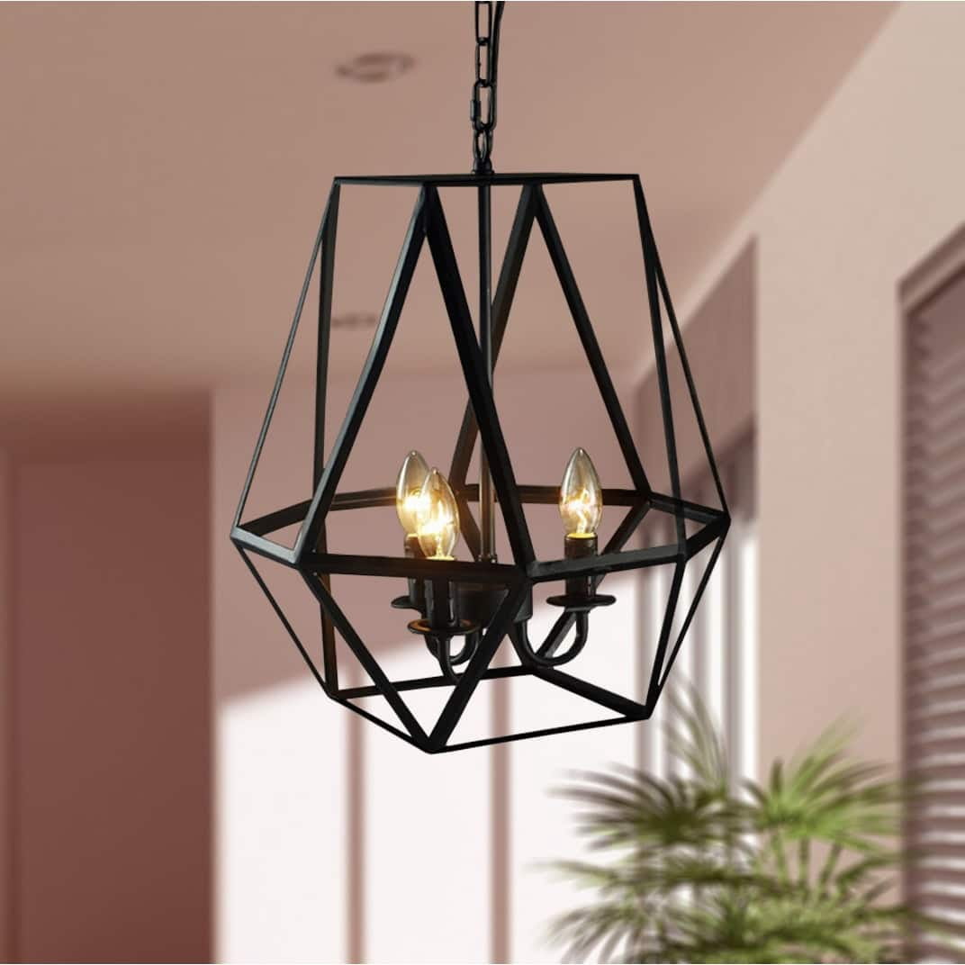 Lee 3-light Antique Bronze Geometric Edison Chandelier with Bulbs
