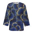 thumbnail image 4 of Pulls Pulls pulls Décontractés Vêtements de Mode d'Automne Confortables 2023 Casual Manches 3/4 Femmes Imprimé Col Rond Boutonné Tunique de Base Tops T-shirts Chemisiers, 4 of 5