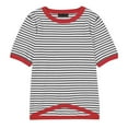 thumbnail image 4 of Summer Tops Casual Crewneck Short Sleeve Striped Knitted T Shirt Machine Washable Daily Wear Tops, 4 of 6