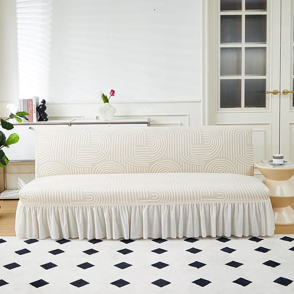 XmhyTop Sofa Cover for sofas Stretch Couch Covers for Living Room Easy Fit Washable Furniture Sofa Protector with Skirt,1 Piece 62.99-74.8inch (White)