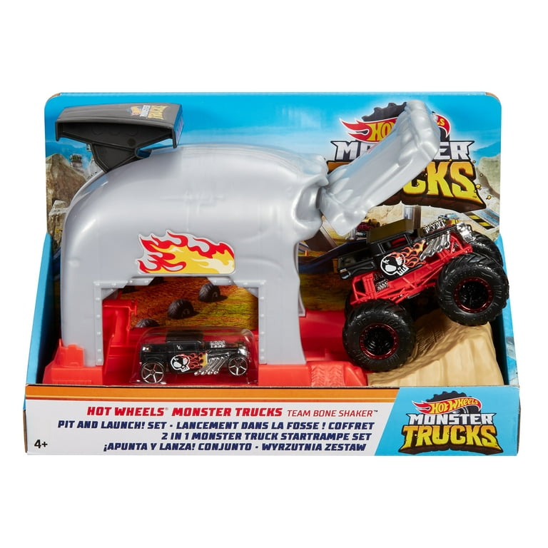 Hot Wheels Monster Trucks 1:64 Scale Boneshaker, Includes Hot