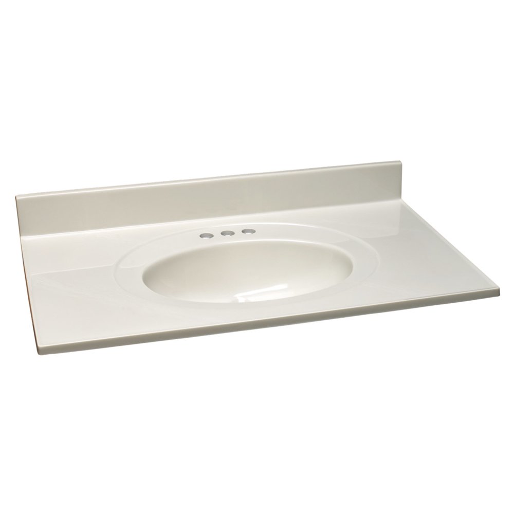 Design House 37 in. W Cultured Marble Vanity Top with White on White
