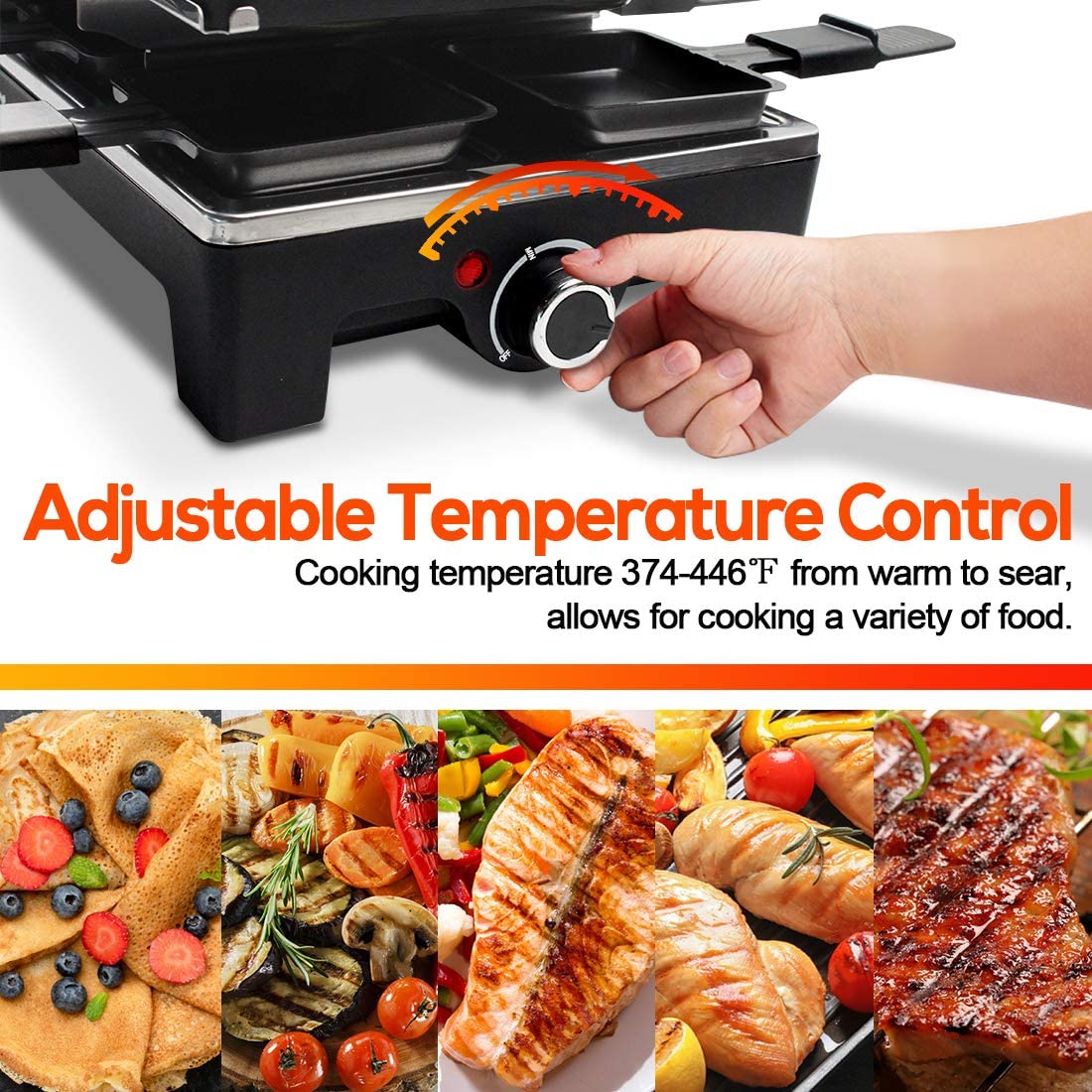 CUSIMAX Raclette Grill Electric Grill Table, Portable 2 in 1 Korean BBQ Grill Indoor & Cheese Ractlette - image 3 of 7
