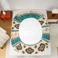 thumbnail image 6 of Homewish Western Hippie Aztec Twin Sheet Sets for Adult, Cowboy Cowgirl Twin Fitted Sheet, Wheat Teal Triangle Abstract Flat Sheet, Breathable Home Decor, 3pcs, 6 of 8