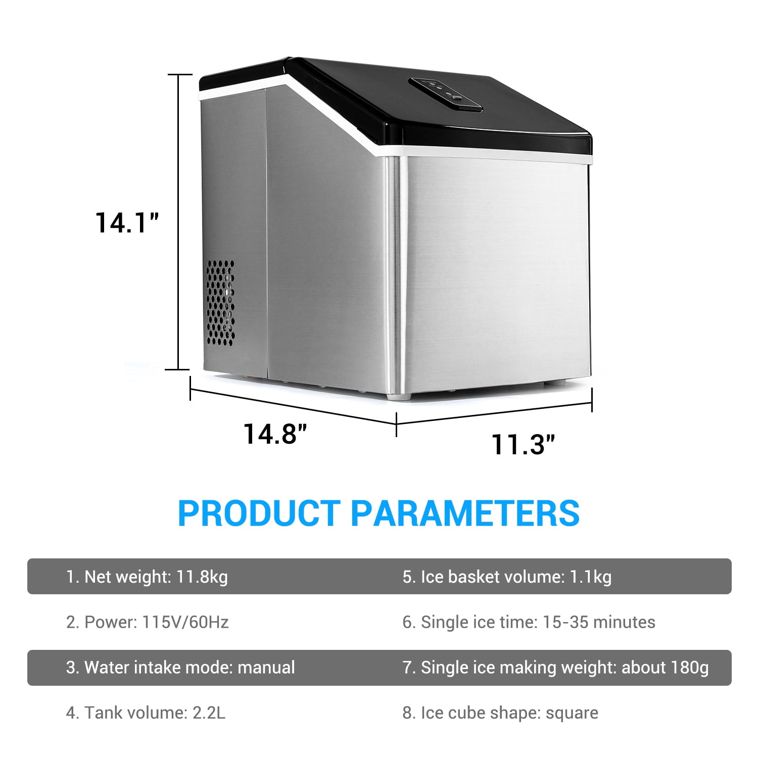 Ice Maker Machine Countertop with Ice Scoop & Basket, Perfect for Home/Kitchen/Office/Bar Silver, Portable Ice Maker 26Lbs/24H Ice Maker Machine Countertop with Ice Scoop & Basket, Perfect for Home/Kitchen/Office/Bar Silver, Portable Ice Maker 26Lbs/24H