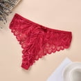 thumbnail image 3 of Aayomet String pour Femmes Couleurs Option Lingerie Fleurs Creuses Côtés Dentelle String Culottes (Rouge, L), 3 of 5