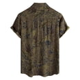 thumbnail image 3 of Mens Vintage Printed Shirt Short Sleeve Button Down Tops Casual Floral Summer Beach Shirt 2XL, 3 of 6