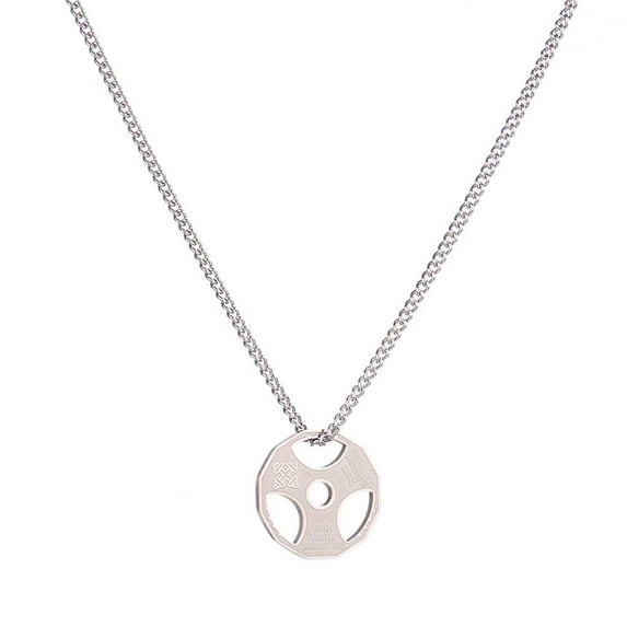Unisex Titanium Stainless Steel Fitness Gym Necklace Weight Plate Barbell Dumbbell Pendant Men Women Neck Chain Jewelry