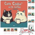 thumbnail image 1 of Calendario RWSEFK 2025 Cat Relajándose con café para amantes de los gatos, 1 of 6