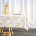 thumbnail image 3 of BalsaCircle 54" x 54" White Gold Metallic Geometric Design Square Polyester Table Overlay Tablecloths, 3 of 8